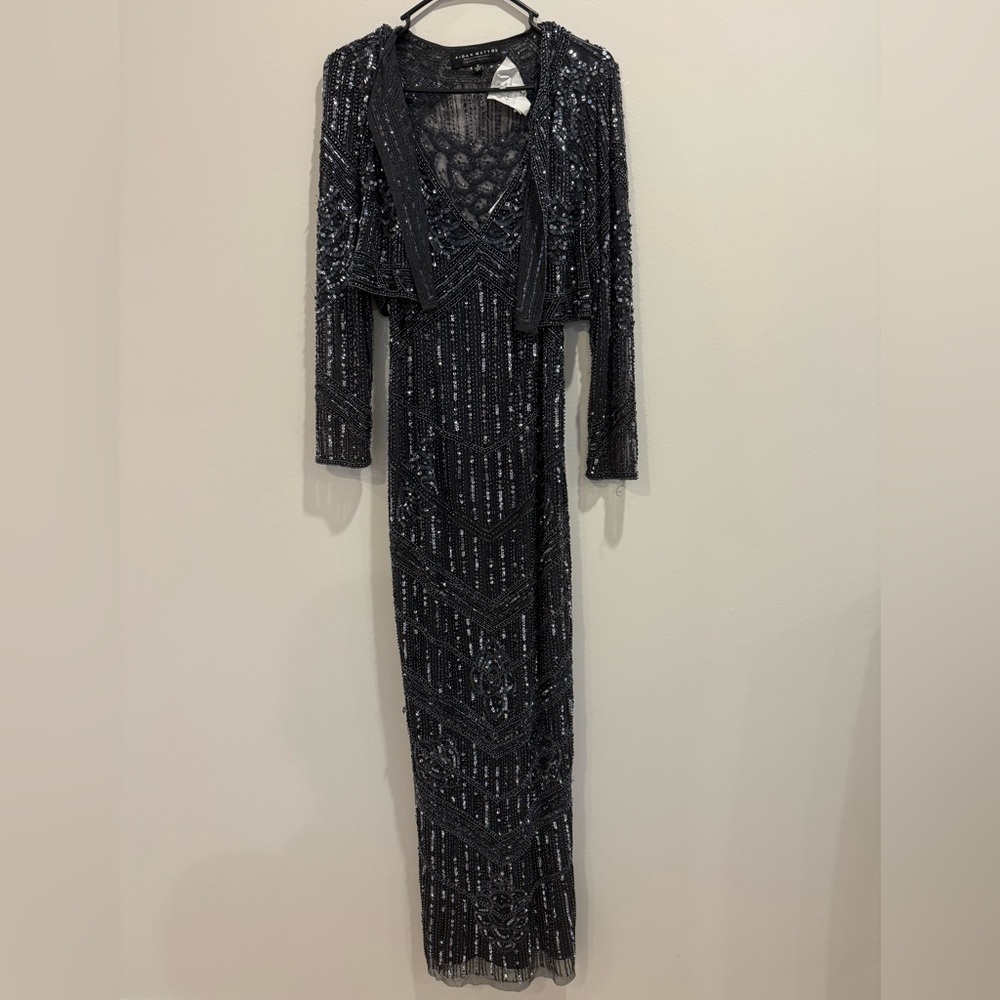 Aidan Mattox Embellished Tulle Sleeveless Gown - Picture 7 of 8